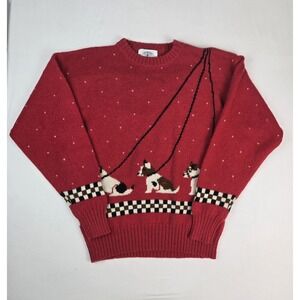 Vintage Millers Sweater Equestrian NWT sz large %100 wool dogs